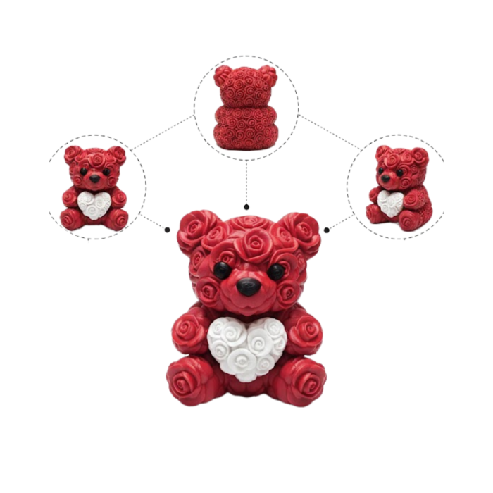 10cm 3D Özel Baskı Kalpli Ayıcık Romantik Hediye Objesi - Lisinya