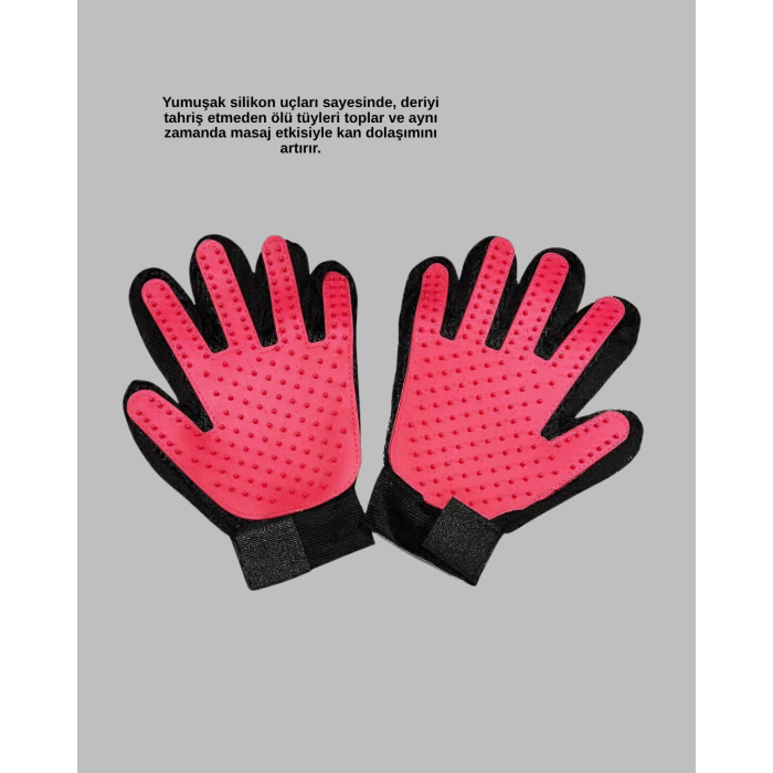 Evcil Hayvanlar İçin Tüy Dökülme Önleyici Eldiven – Masaj ve Temizlik İçin Yumuşak Silikon Uçlu - Lisinya