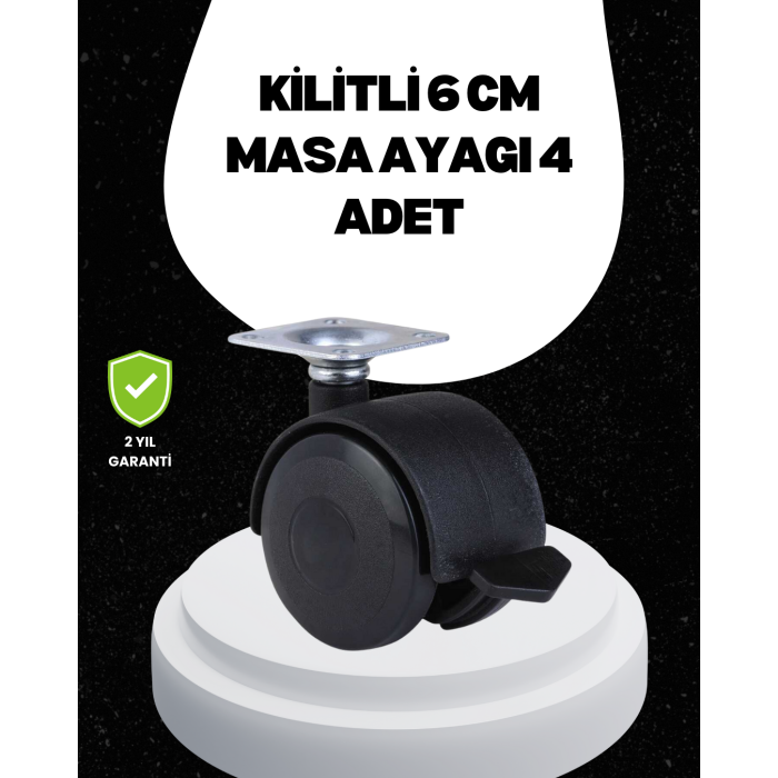 6 cm Kilitli Tekerlek Ayak 4 Adet Sehpa ve Ekipman Uyumlu - Lisinya