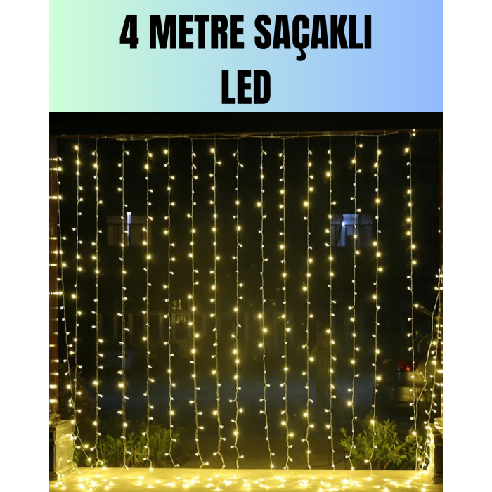 4 Metre Yılbaşı Şelale Led Perde Işık Ev Bahçe Dekor - Lisinya