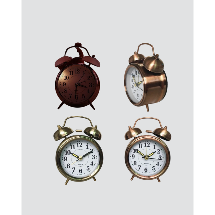 Retro Tarz Bronz Dekoratif Masa Saati Metal Gövde Yüksek Sesli Alarm - Lisinya
