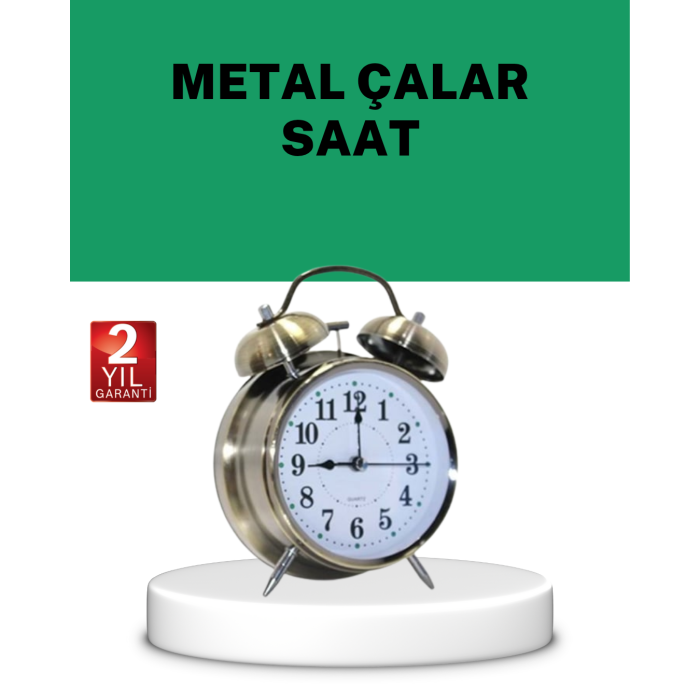 Gümüş Renkli Sessiz Işıklı Dekoratif Masa Üstü Çalar Saat Alarmlı - Lisinya