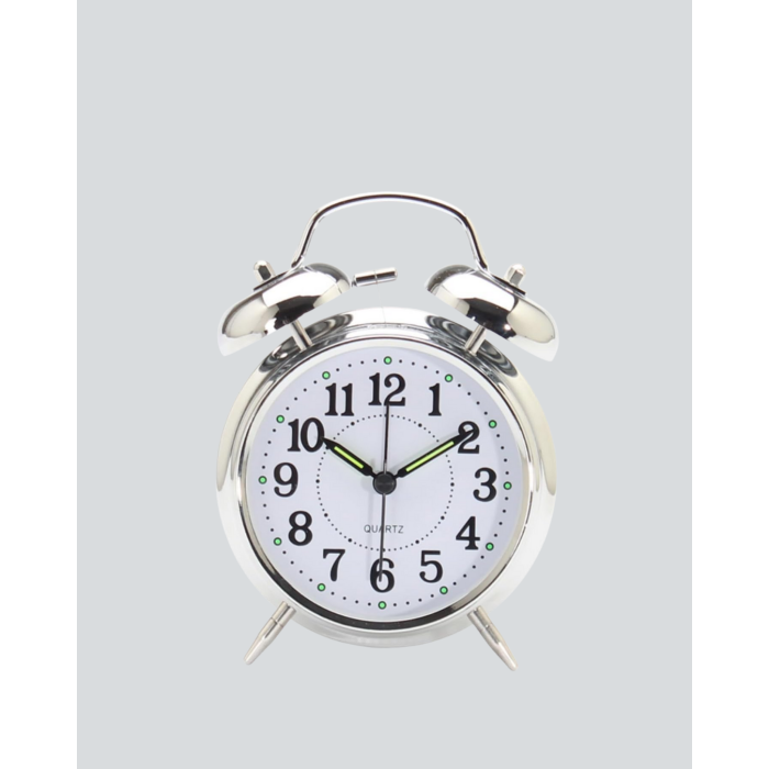 Gümüş Renkli Sessiz Işıklı Dekoratif Masa Üstü Çalar Saat Alarmlı - Lisinya