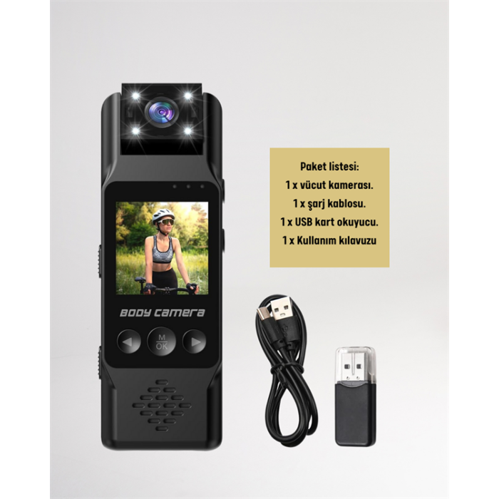 WiFi Destekli Mini Kamera – 180° Dönebilen Lens, 1080P Video, TFT Ekranlı - Lisinya