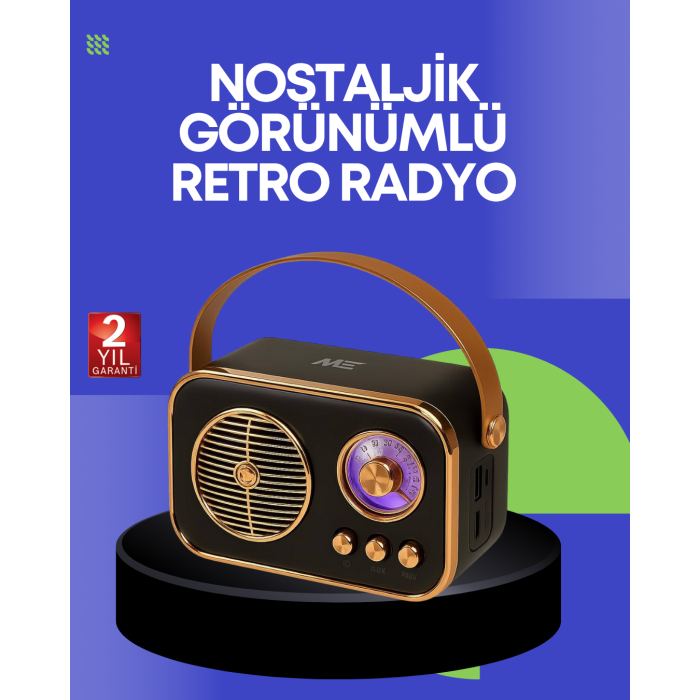 Klasik Retro Radyo – Bluetooth Destekli, FM Özellikli Şarjlı Hoparlör - Lisinya