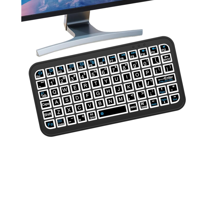 Kompakt Siyah RGB Işıklı Bluetooth Mini Klavye - Lisinya