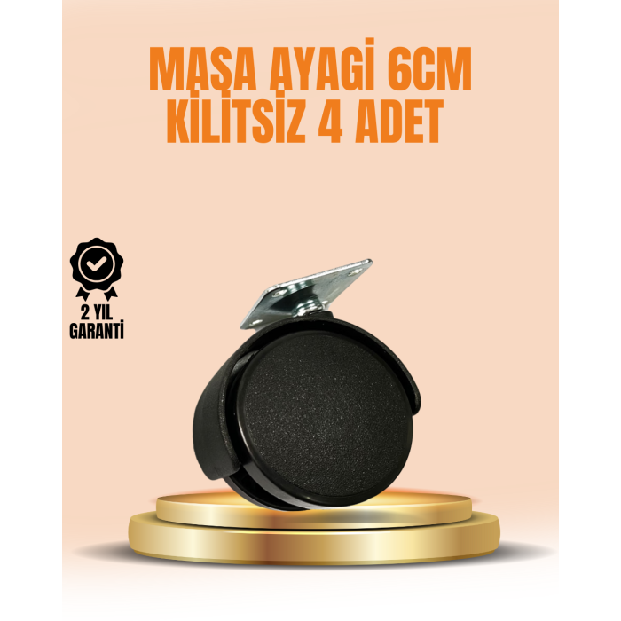 6 cm Kilitsiz Masa Ayağı Tekerleği 4’lü Set Çok Amaçlı - Lisinya