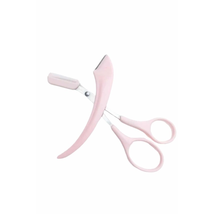 Taraklı Kaş Makası ve Ustura Seti Kaş Düzeltme Makası Kaş Bıyık Alma Aleti - Lisinya