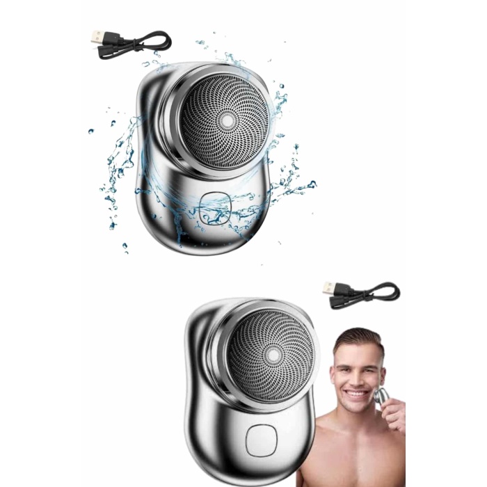 Kablosuz Tıraş Makinesi Günlük Hızlı Taşınabilir Şarjlı Yuvarlak Paslanmaz Çelik - Lisinya