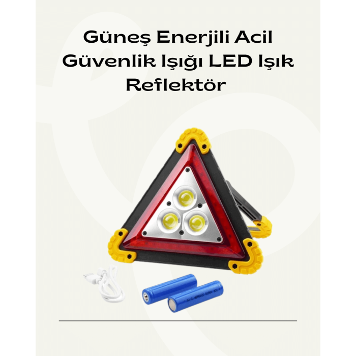 Solar Şarjlı Üçgen LED Park ve İkaz Lambası - Lisinya