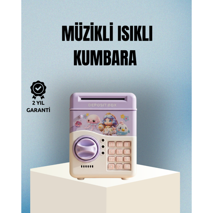 Işıklı Sesli Şifreli Otomatik Para Çeken Kumbara Mor - Lisinya