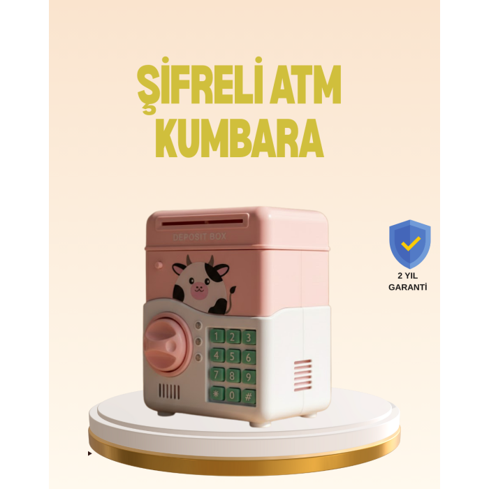 Çocuklar İçin Pembe ATM Görünümlü Elektronik Kumbara - Lisinya