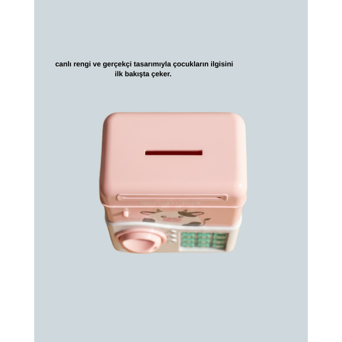 Çocuklar İçin Pembe ATM Görünümlü Elektronik Kumbara - Lisinya