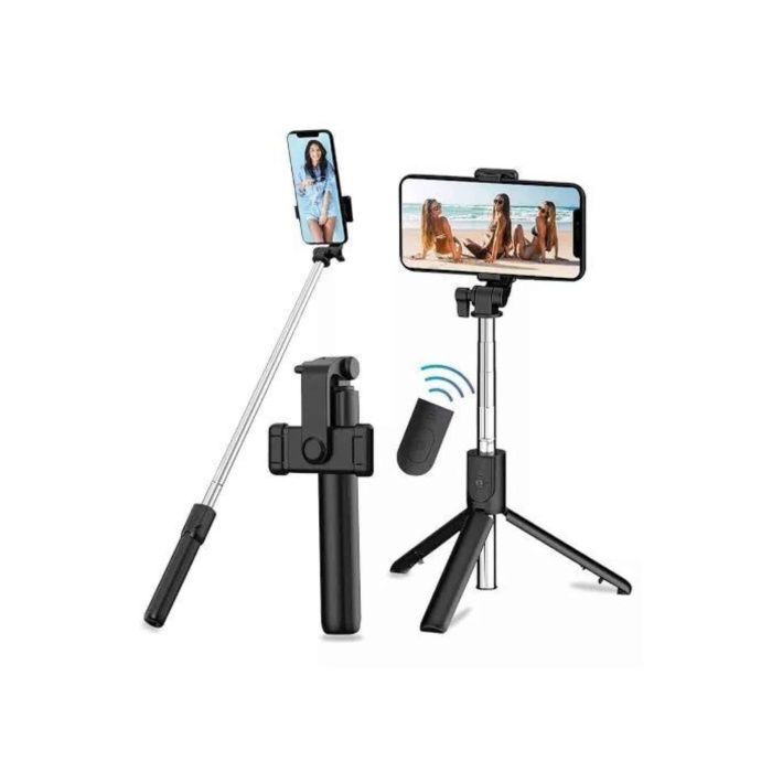 Tripod Selfie Çubuğu Bluetooth Kumandalı Kablosuz Led Işıklı - Lisinya