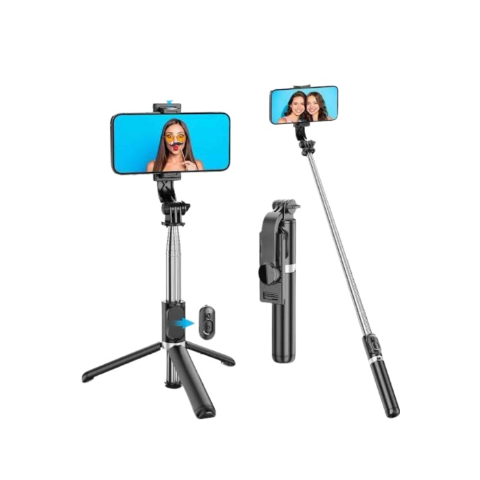 Tripod Selfie Çubuğu Bluetooth Kumandalı Kablosuz Led Işıklı - Lisinya