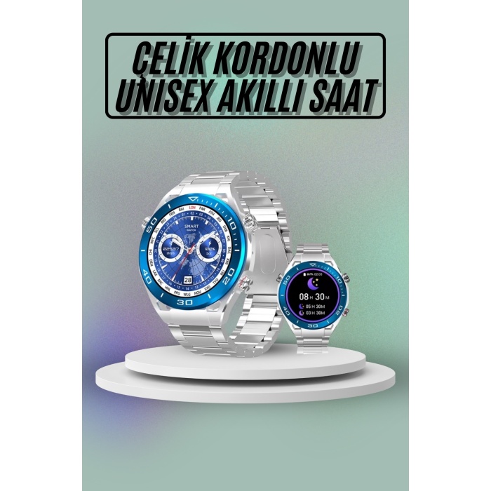 Akıllı Saat Çelik Kordonlu Amoled Ekran Android ve İOS Uyumlu Çağrı Cevaplayabilen - Lisinya