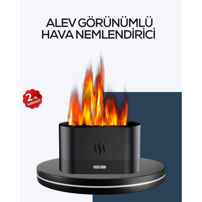 Aromatik Oda Kokusu Difüzörü Alev Tasarımlı LED Işıklı Nemlendirici - Lisinya