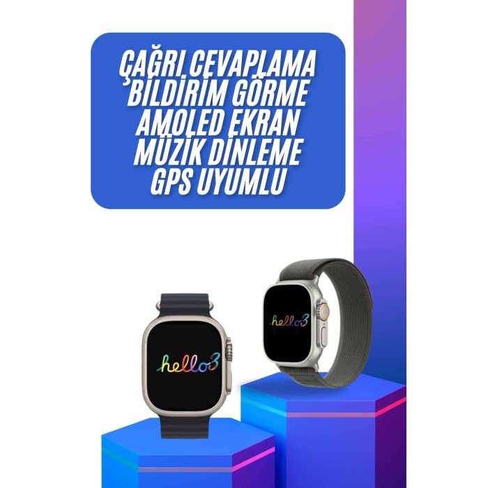 Yeni Nesil 3 Kordonlu Kol Saati 49 MM Amoled Ekran Akıllı Saat - Lisinya
