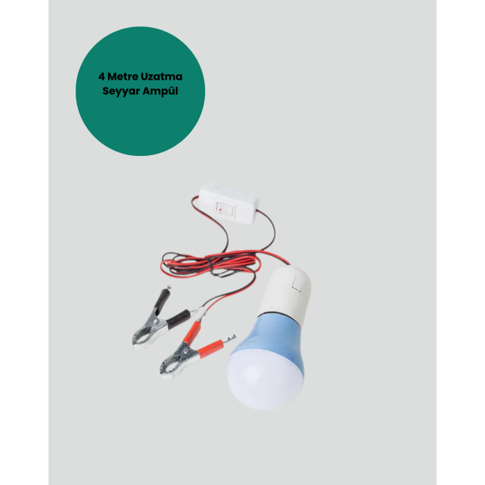 Timsah Kıskaçlı 12V LED Ampul Kamp ve Acil Durum Lambası - Lisinya