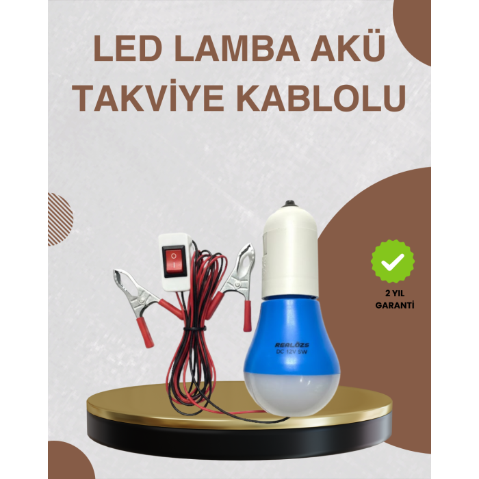 12V LED Ampul Timsah Kıskaçlı Taşınabilir Aydınlatma - Lisinya