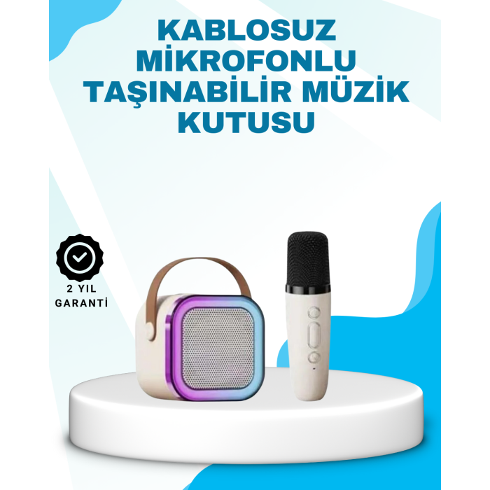 Karaoke Mikrofon Hoparlör Seti Bluetooth Kablosuz Taşınabilir - Lisinya