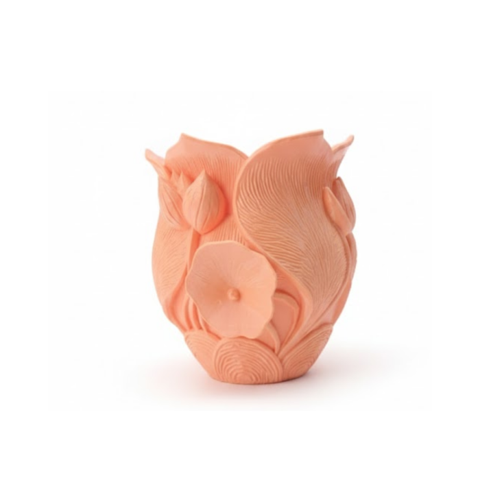 Turuncu Floral Tasarımlı 3D Vazo Şık Ev Dekorasyon Aksesuarı - Lisinya