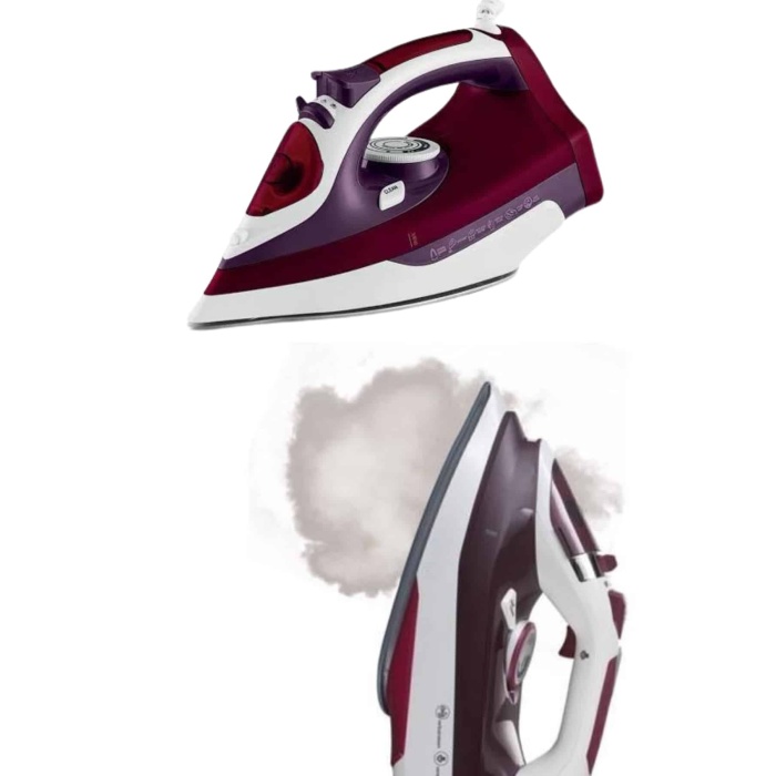 Yeni Nesil Kırmızı Buharlı Ütü 2200 Watt Seramik Tabanlı Yüksek Buhar Gücü - Lisinya