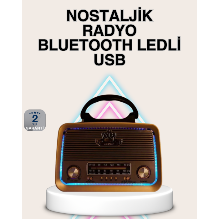 Ahşap Nostaljik Radyo Bluetooth USB SD Kart Destekli - Lisinya