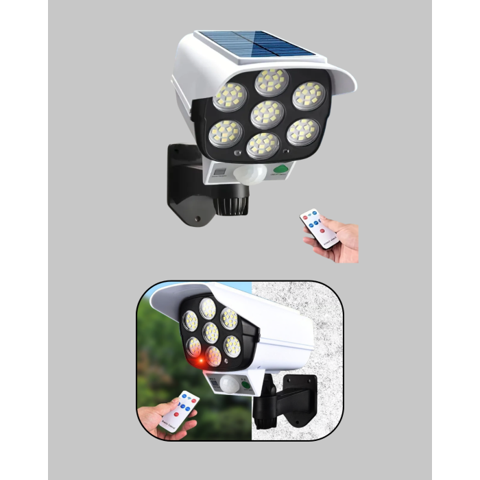 Kamera Görünümlü Solar LED Lamba Hareket Sensörlü Uzaktan Kumandalı Bahçe Duvar Aydınlatması - Lisinya