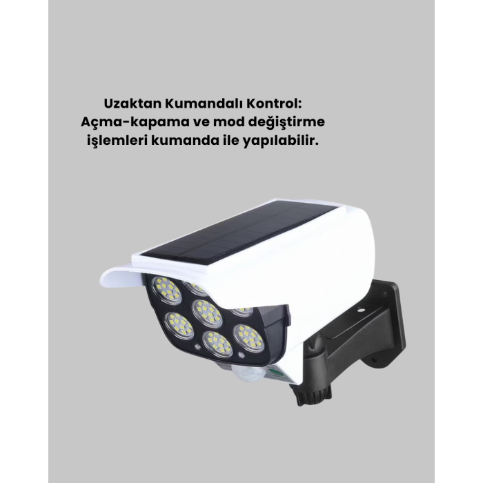 Solar Şarjlı Kamera Tasarımlı LED Duvar Lambası Hareket Sensörlü Dış Mekan Aydınlatma - Lisinya