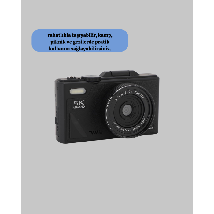 5K UHD Dijital Kamera 75MP Sensör 18x Zoom Stabilizasyonlu - Lisinya