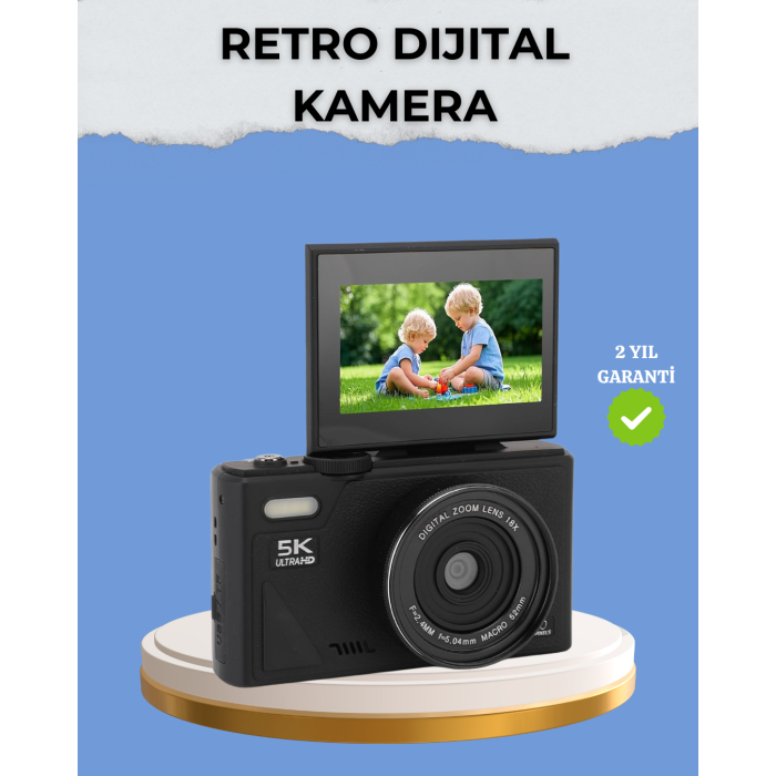 Taşınabilir Dijital Kamera 5K 75MP Stabilizasyonlu 18x Zoom Otofokus - Lisinya