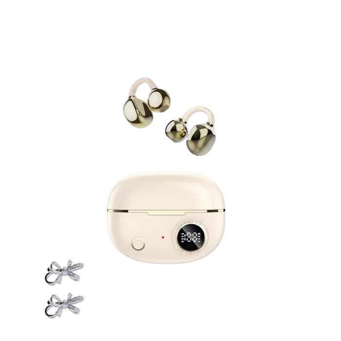 Kulak Klipsli Bluetooth Kulaklık Kompakt ve Hafif 2 Kurdele Küpe Hediyeli - Lisinya