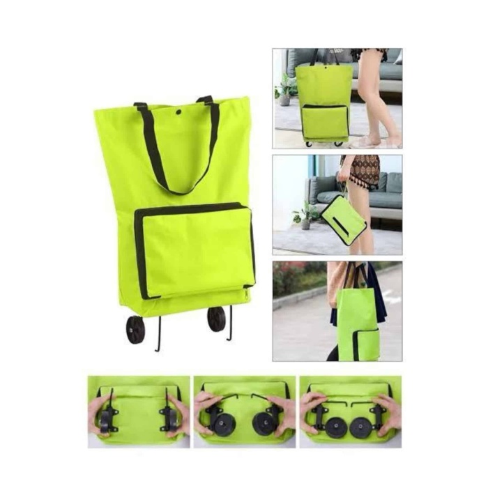 Katlanabilir Tekerlekli Çantalı Çarşı Pazar Arabası Alışveriş Çantası Piknik Çantası - Lisinya