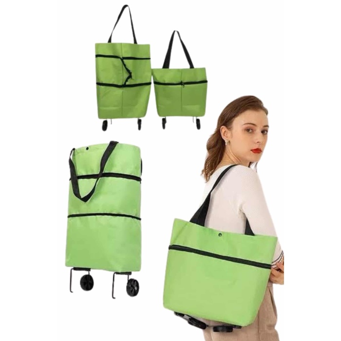 Katlanabilir Tekerlekli Pazar Market Çarşı Arabası Market Alışveriş Çantası - Lisinya