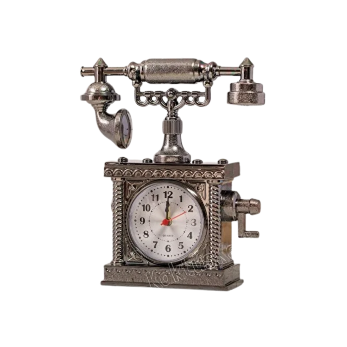 Nostaljik Telefon Tasarımlı Masa Saati Yüksek Sesli Alarm - Lisinya