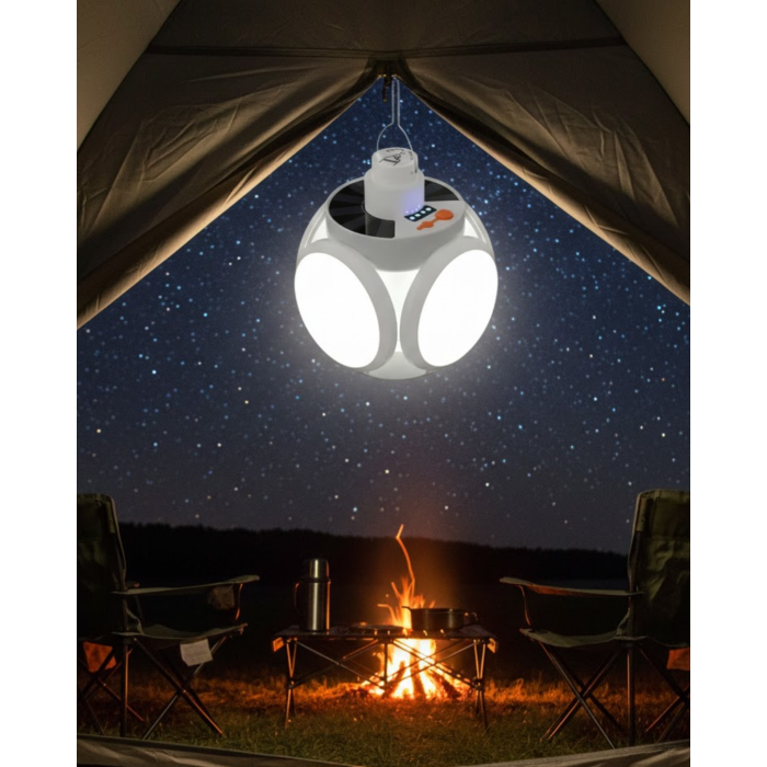 Güneş Enerjili Solar Aydınlatma Kamp Çadır Lambası Şarjlı Ampül Led Şarjlı El Feneri Işıldak - Lisinya