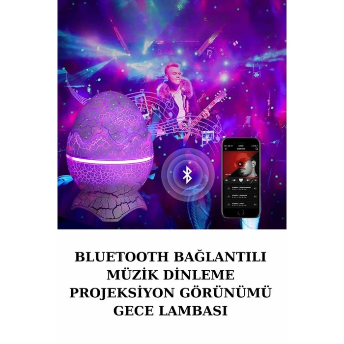 Dinozor Speaker Renk Değiştirme Projeksiyon Modu Bluetooth Hoparlör Gece Lambası - Lisinya