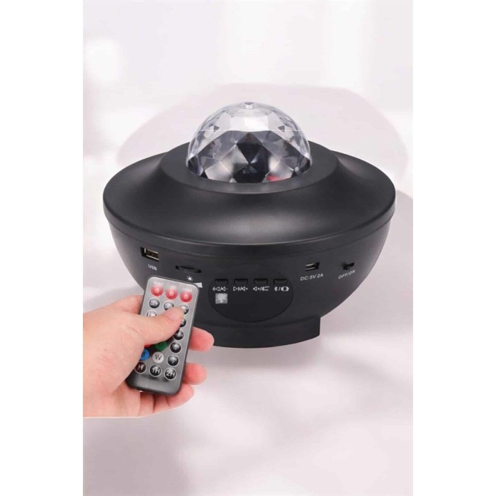 Çocuklara Özel Şarjlı Bluetooth Hoparlör Parti Led Lambası Yıldızlı Projeksiyon - Lisinya