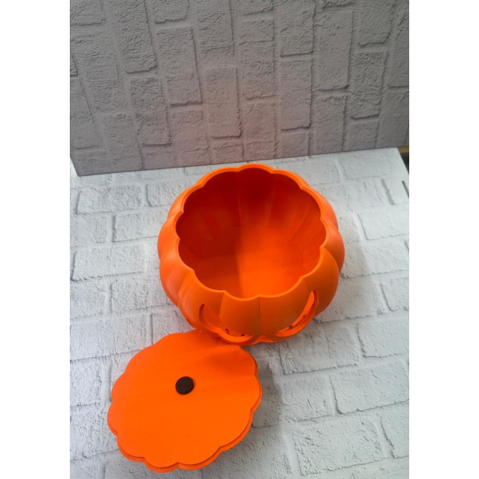 Kapaklı Balkabağı Dekor Kutusu 21×15 cm Halloween Temalı Saklama - Lisinya
