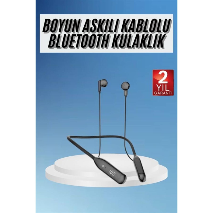 60 Saat Kablolu Boyun Askılı Dijital Göstergeli Bluetooth Kulaklığı - Lisinya