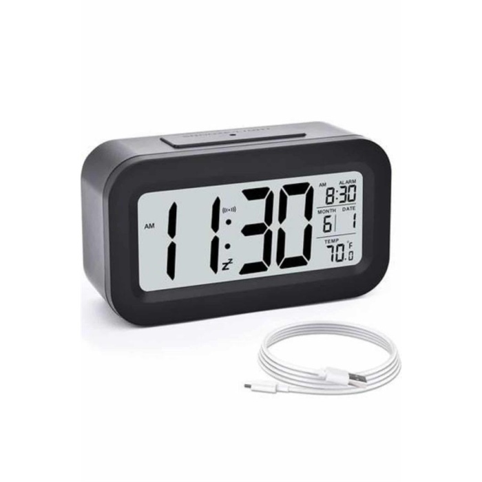 Dijital Masa Saati Takvim Çalar Saat Alarmlı Işıklı Led Ekran Pilli - Lisinya