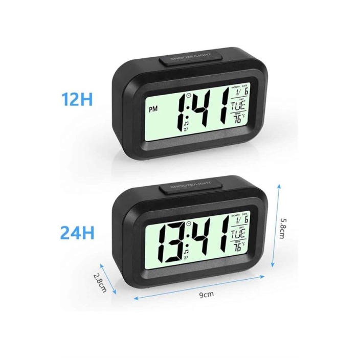 Dijital Masa Saati Termometreli Takvim Çalar Saat Led Ekran Pilli - Lisinya