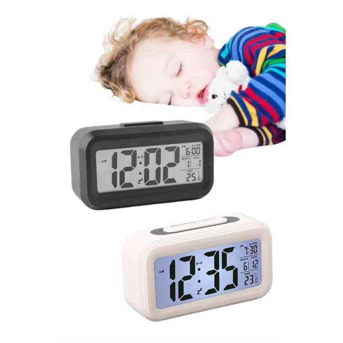 Gece Dijital Masa Saati Dijital Alarmlı Led Ekran Pilli Çalar Saat - Lisinya