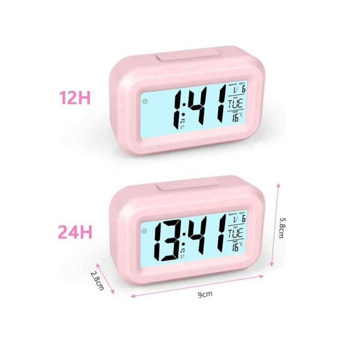 Gece Dijital Masa Saati Dijital Alarmlı Led Ekran Pilli Çalar Saat - Lisinya