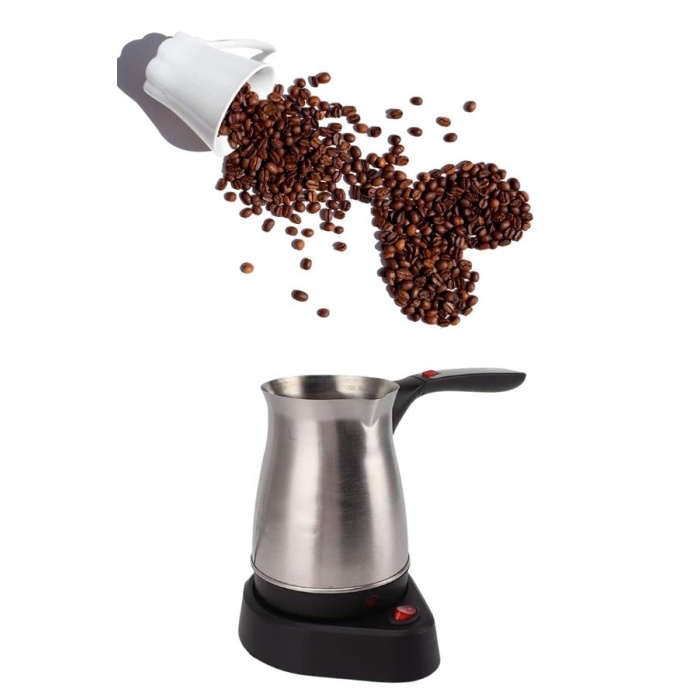 Paslanmaz Çelik Türk Kahvesi Makinesi 6 Fincan Kpasiteli Elektrikli Cezve - Lisinya