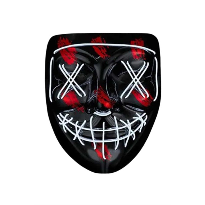 Hallowen Parti Maskesi Neon Led Işıklı Maske 3 Modlu Cadılar Bayramı Maskesi - Lisinya