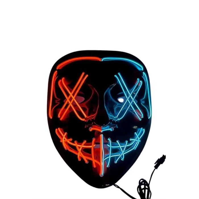 Hallowen Parti Maskesi Neon Led Işıklı Maske 3 Modlu Cadılar Bayramı Maskesi - Lisinya