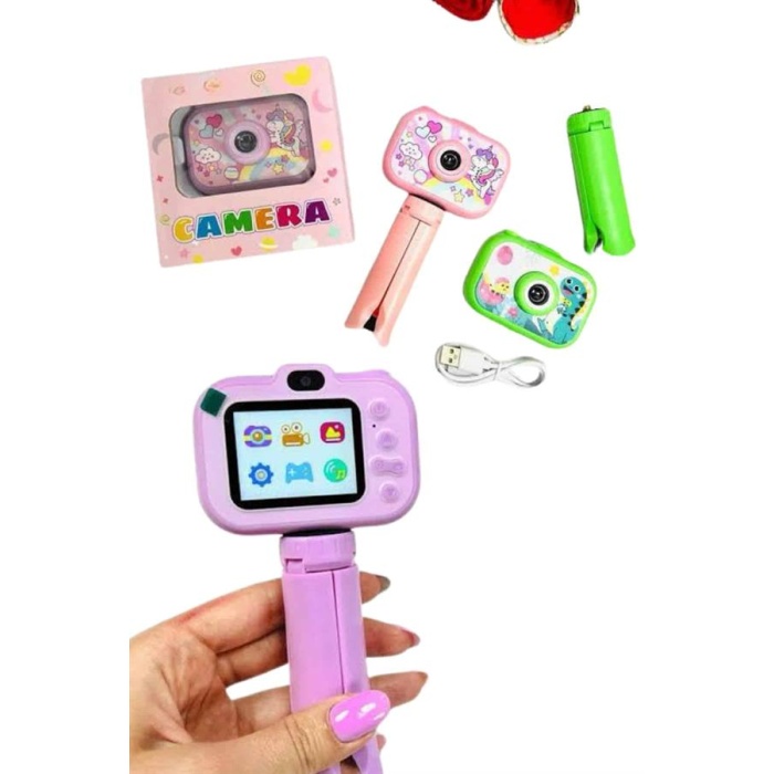 Çocuklara Özel Ayaklı Mini Fotoğraf Makinesi Dijital LCD Ekran - Lisinya