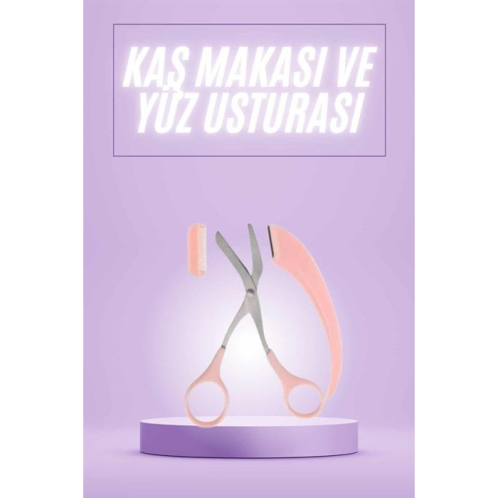Taraklı Kaş Makası ve Ustura Seti Kaş Düzeltme Makası Kaş Bıyık Alma Aleti - Lisinya